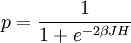 p = {1 \over 1 + e^{-2\beta JH} } \,