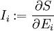 I_{i} :=\frac{\partial{S}}{\partial{E_{i}}} \!