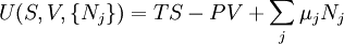 U(S,V,\{N_j\})=TS-PV+\sum_j\mu_jN_j\,
