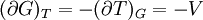 (\partial G)_T=-(\partial T)_G=-V