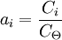 a_i = \frac{C_i}{C_\Theta}