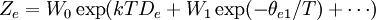 Z_e = W_0 \exp(kT D_e + W_1 \exp(-\theta_{e1}/T) + \cdots)