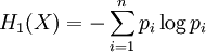 H_1 (X) = - \sum_{i=1}^n p_i \log p_i