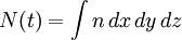 N(t) = \int n \,dx \,dy \,dz